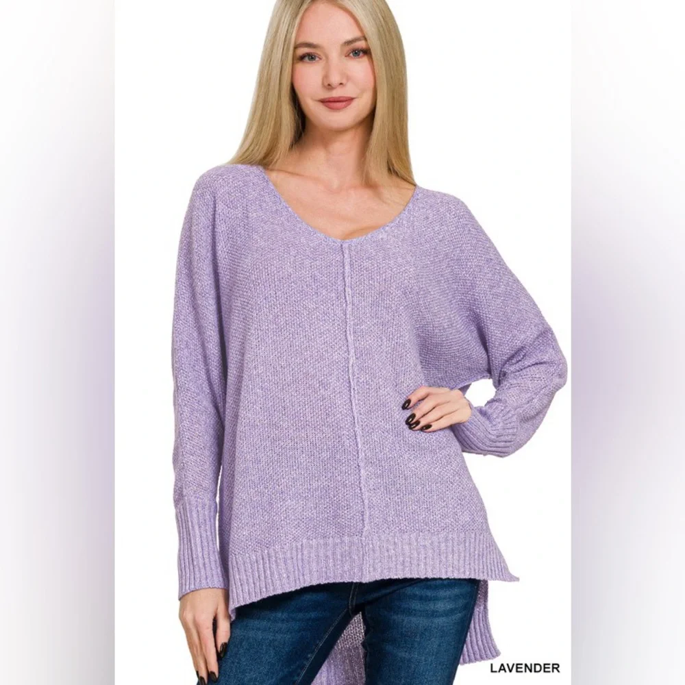 Zenana Lavender Knit Women's Sweater - Picture 2 of 7